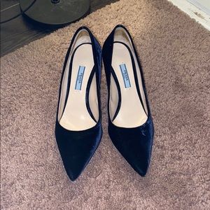 Prada Dark blue Velvet Heels